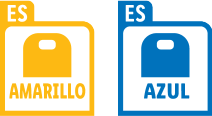 Kaks silti tekstiga 'ES AMARILLO' ja 'ES AZUL'.