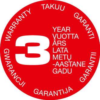 Punane pitser: 3-aastane garantii.