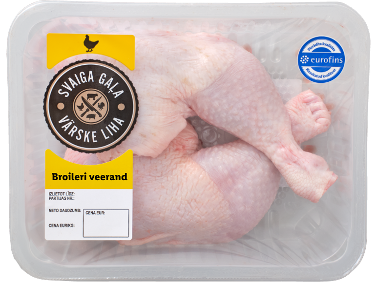 Värsked broileri veerandid pakendis