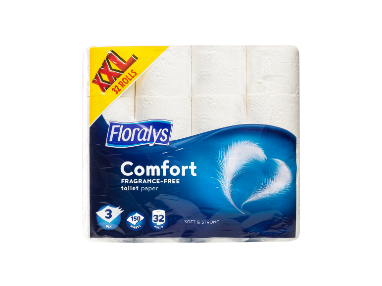 Floralys Comfort 3-kihiline lõhnatu tualettpaber, 32 rulli pakis
