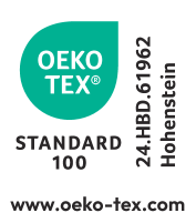 OEKO-TEX® STANDARD 100 sertifikaat 24.HBD.61962 Hohenstein, www.oeko-tex.com