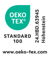Tekstiili pitser STANDARD 100, number 24.HBD.63945 Hohenstein, oeko-tex.com