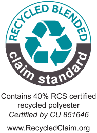 Recycled Blended Claim Standard märgis: Sisaldab 40% RCS sertifitseeritud taaskasutatud polüestrit.