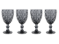 Neli tumedat halli veiniklaasi tekstureeritud kuusnurkse mustriga