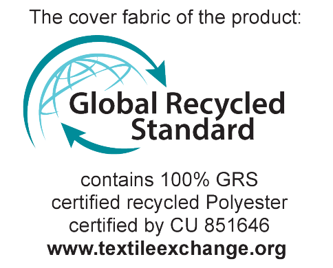 Toote kattematerjal: Global Recycled Standard, sisaldab 100% GRS sertifitseeritud taaskasutatud polüestrit, sertifitseeritud CU 851646, www.textileexchange.org