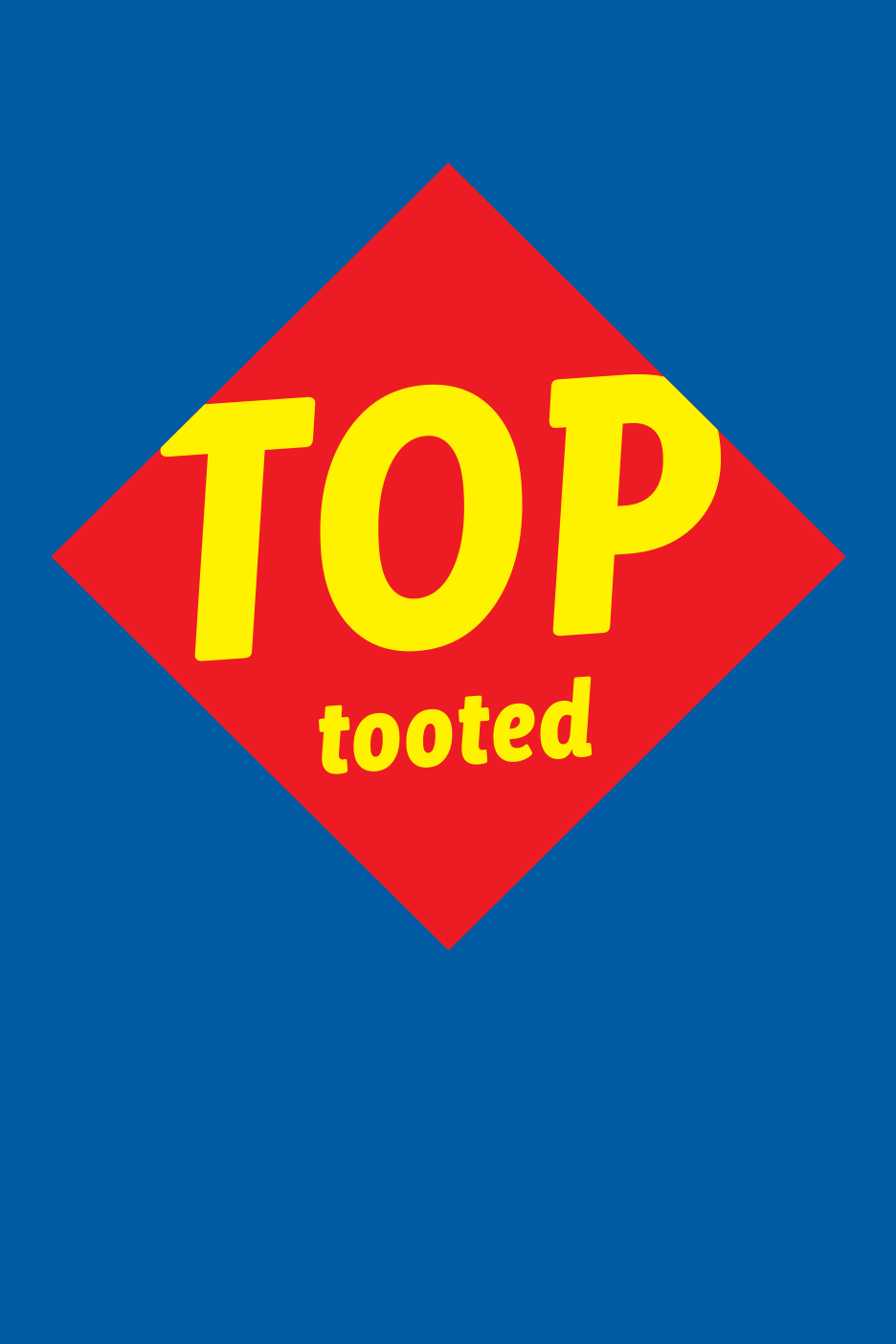 Logo tekstiga 'TOP tooted' punasel rombil sinisel taustal.