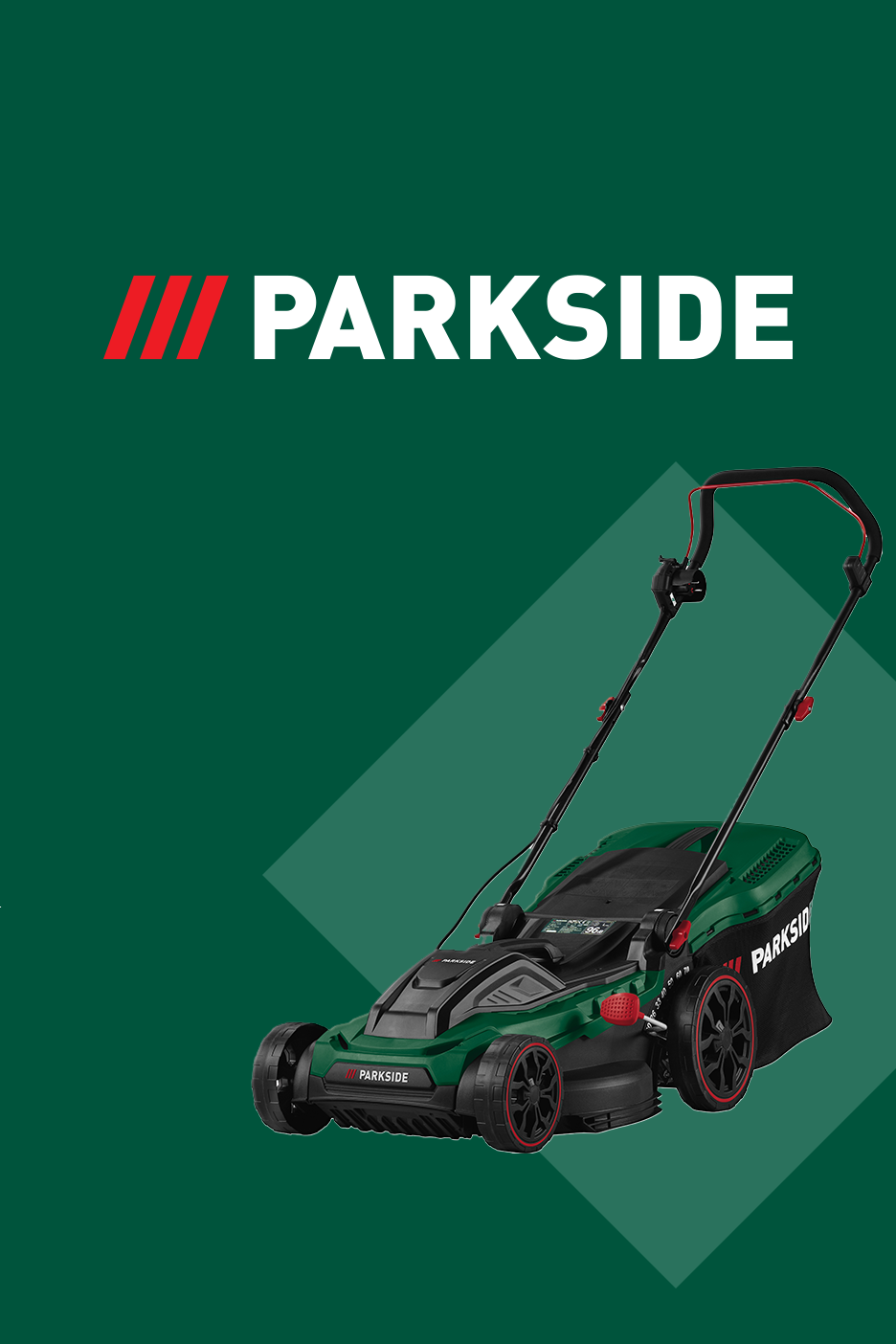 Roheline muruniiduk tumerohelisel taustal, millel on valge tekst ja punased triibud.