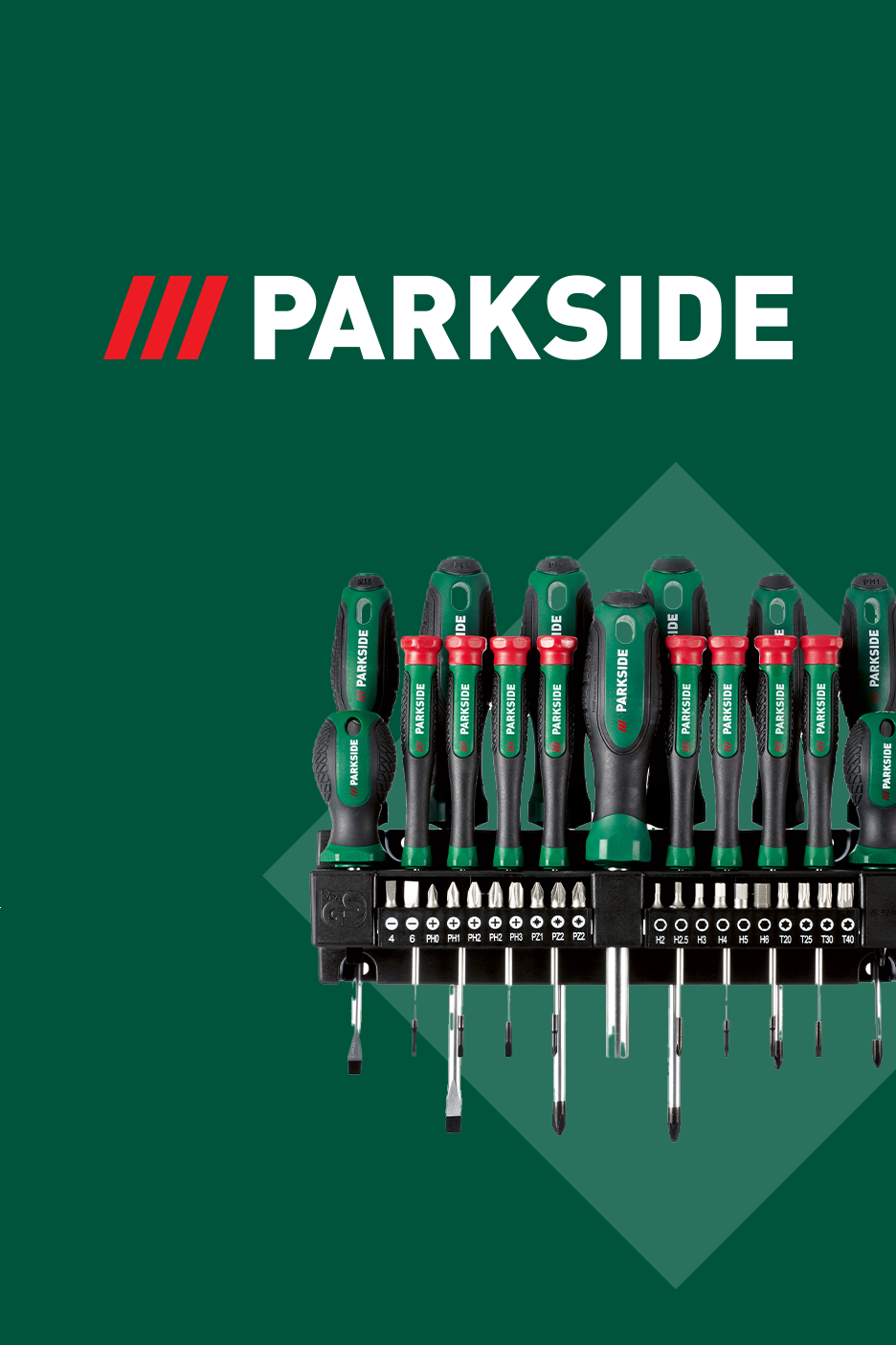 Rohelisel taustal on kruvikeerajate komplekt koos erinevate otsikutega.