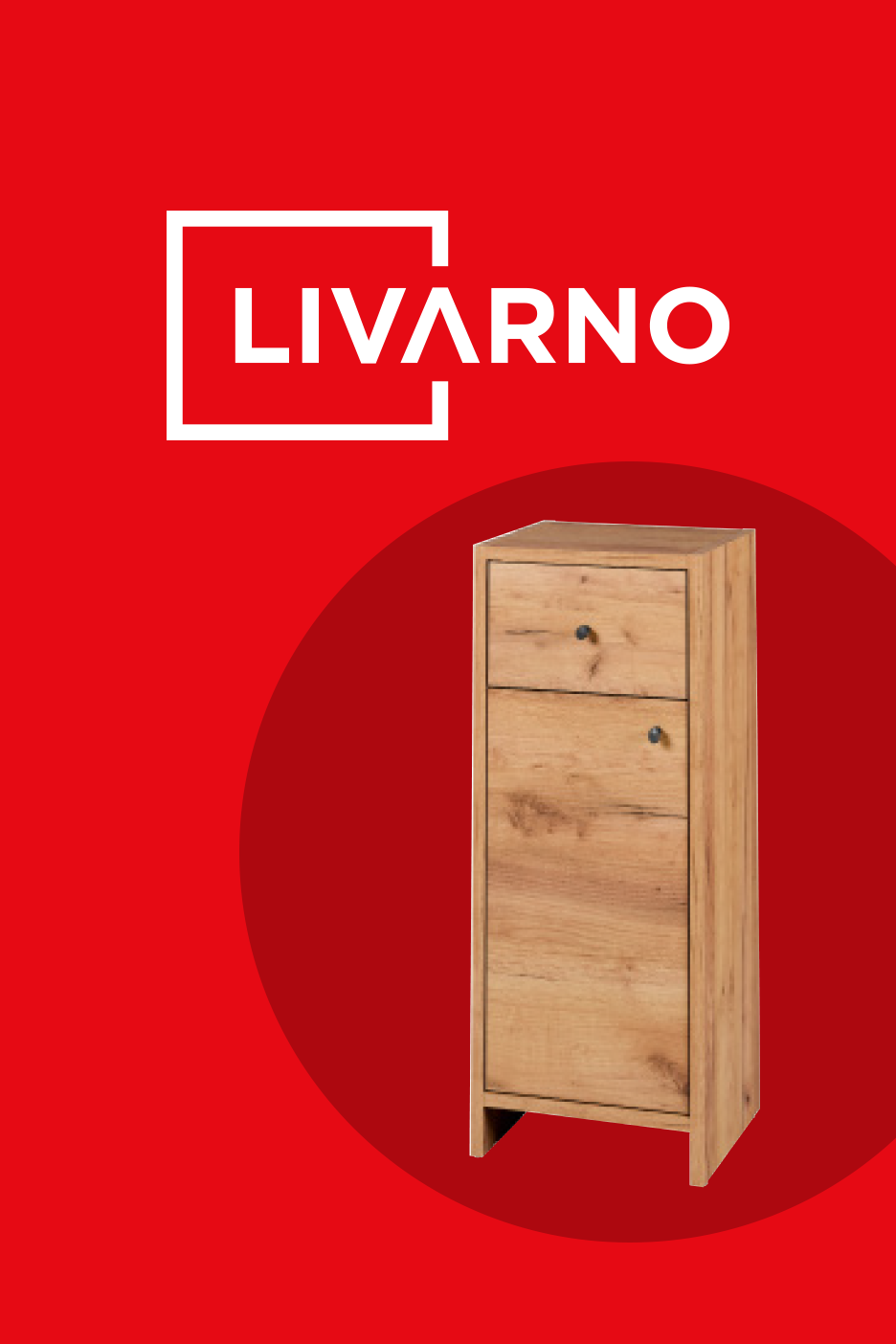 Puidust kapp punasel taustal