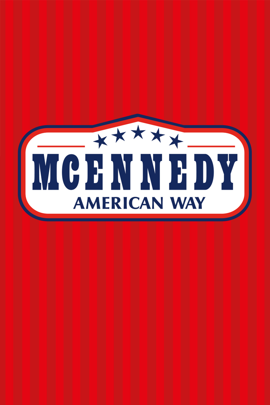 McEnnedy American Way logo punase-valge triibulise taustal.