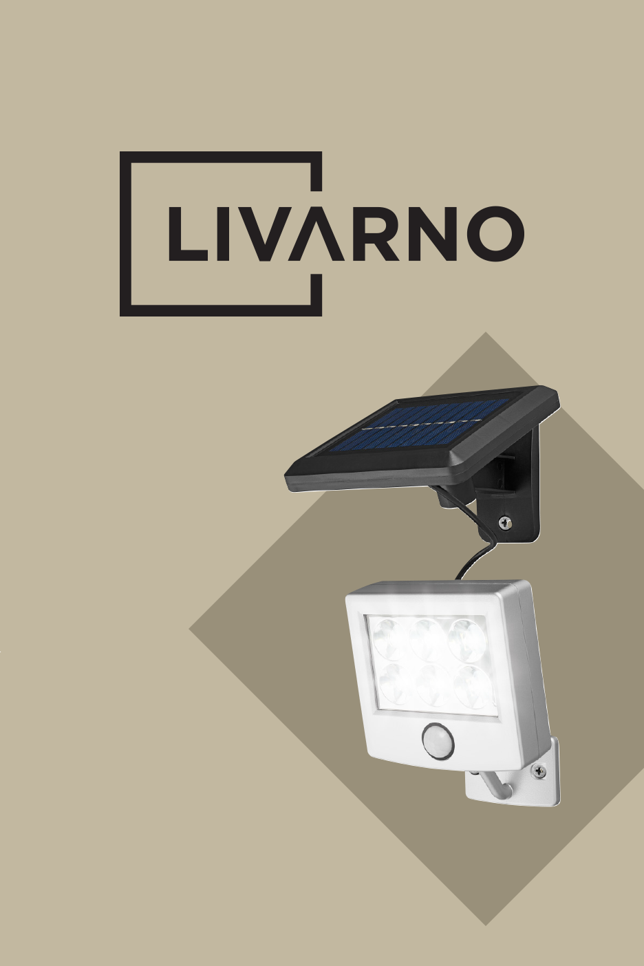 Päikesepaneeliga LED-valgusti hallil taustal