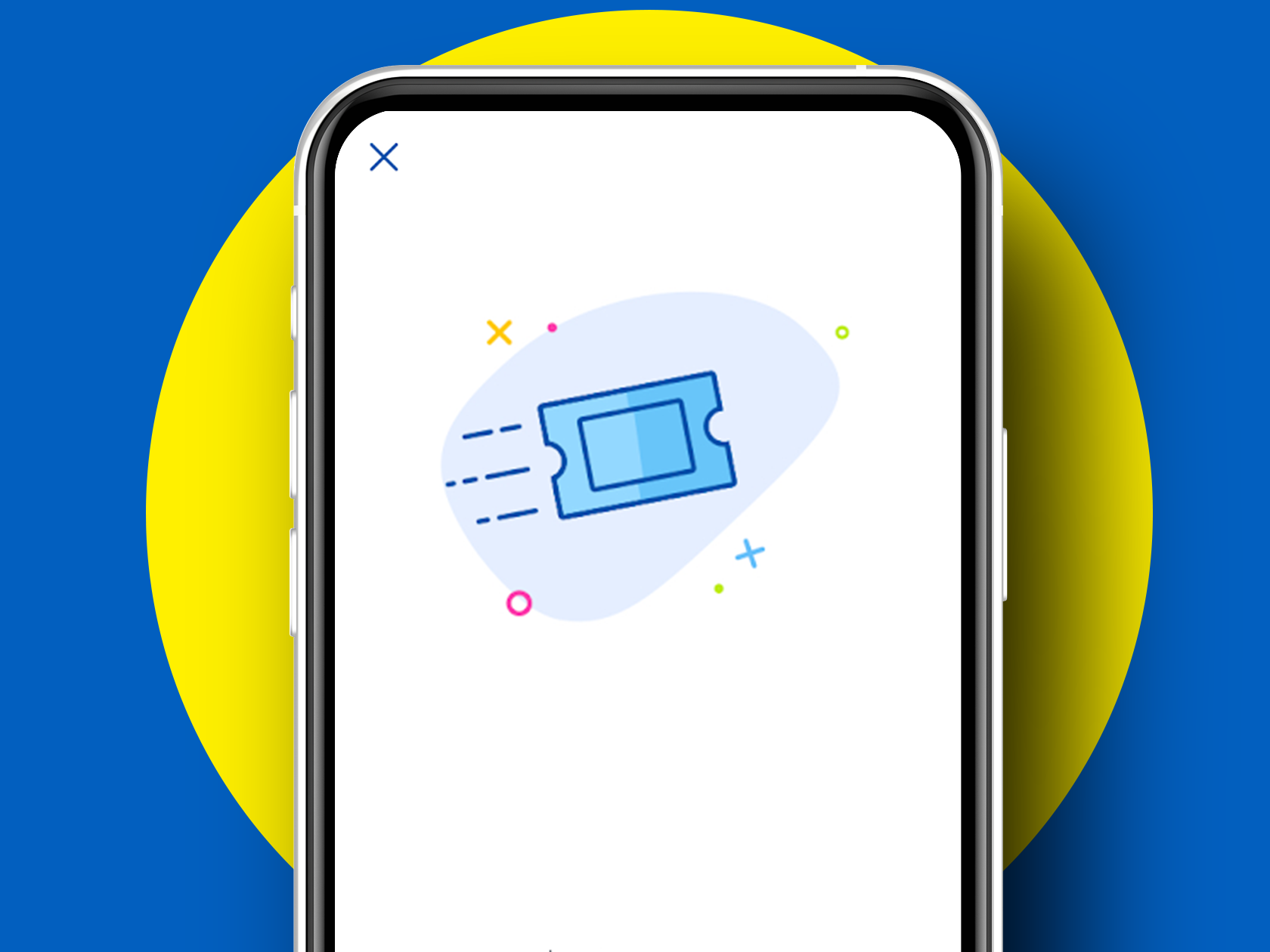 Nutitelefon, mille ekraanil on sinine piletikujutis ja värvilised kaunistused.