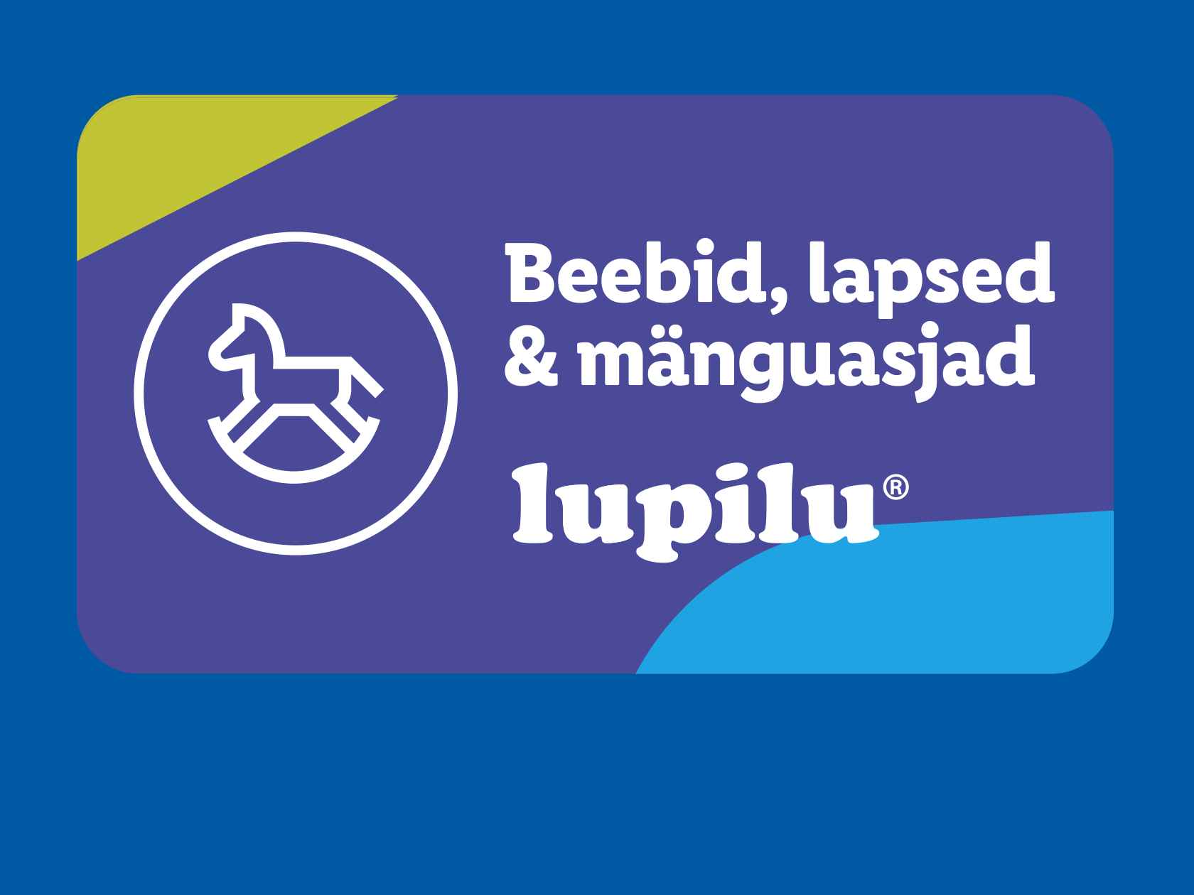 Beebitooted ja mänguasjad: kiikhobuse logo ja tekst.