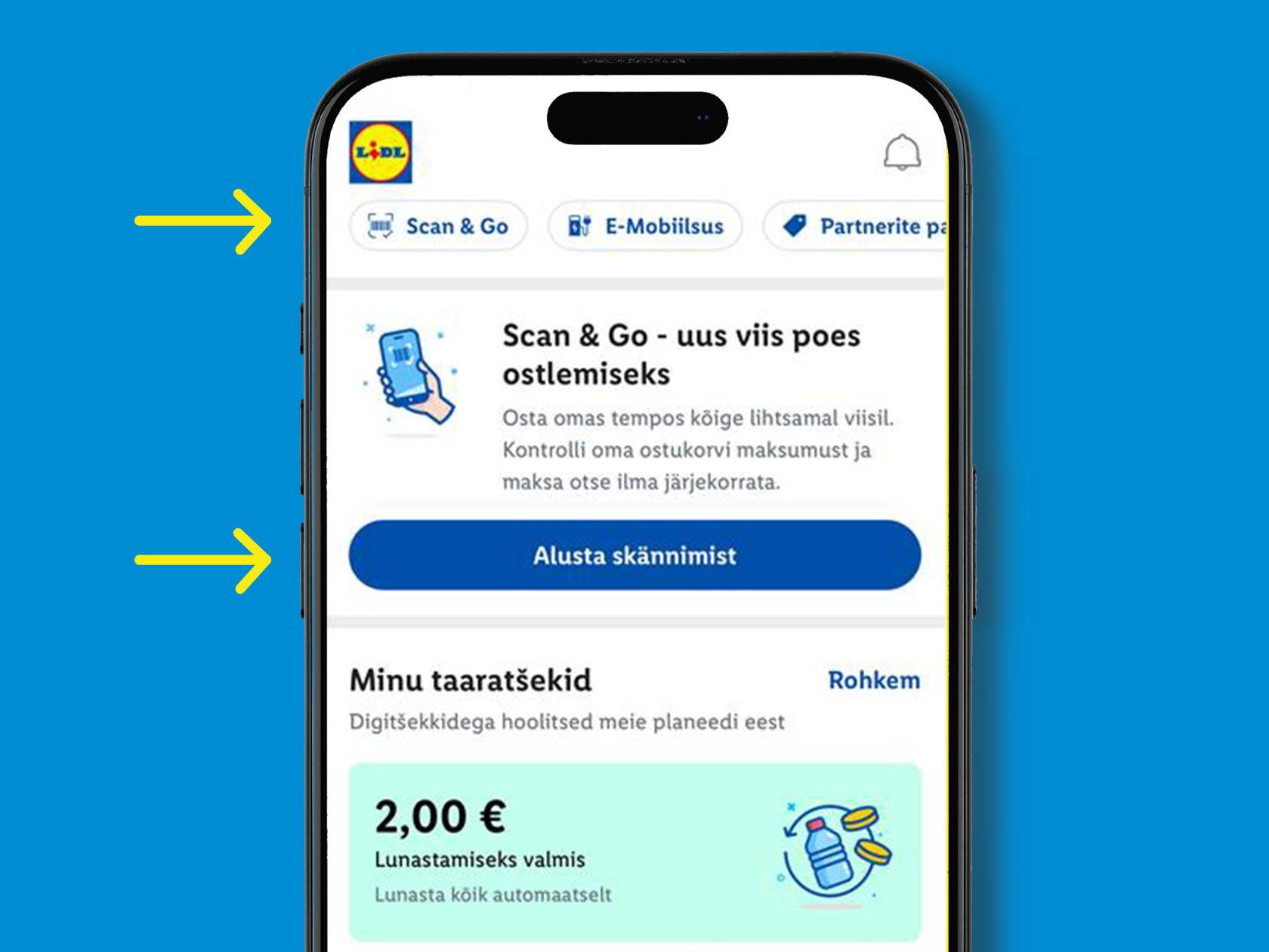 Мобильное приложение Lidl с функцией самообслуживания Scan & Go.