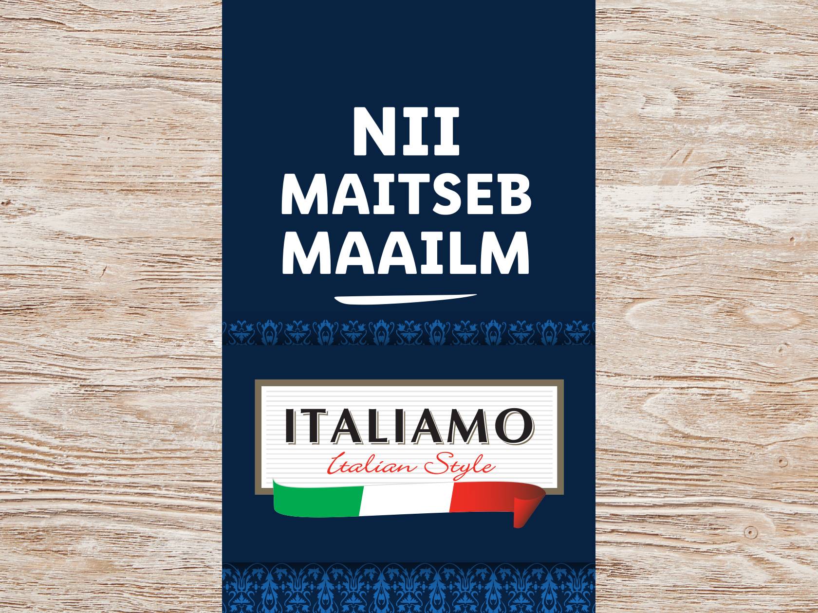 Italimo Itaalia stiilis toote pakend.