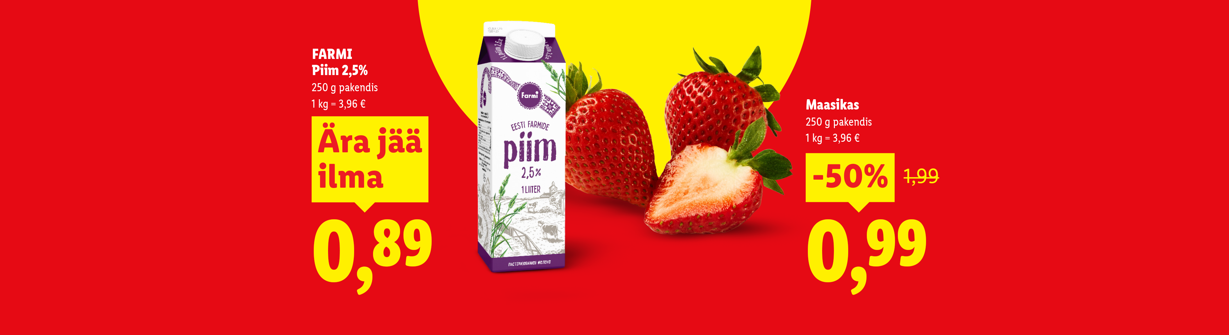 Piim ja maasikad soodushinnaga