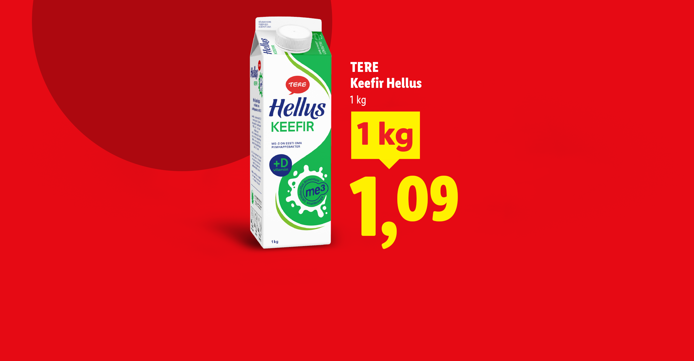 Pakkumine kreeka pähklitele ja keefirile, kus pähklid on 26% soodsamad ja keefir on 1 kg pakendis.