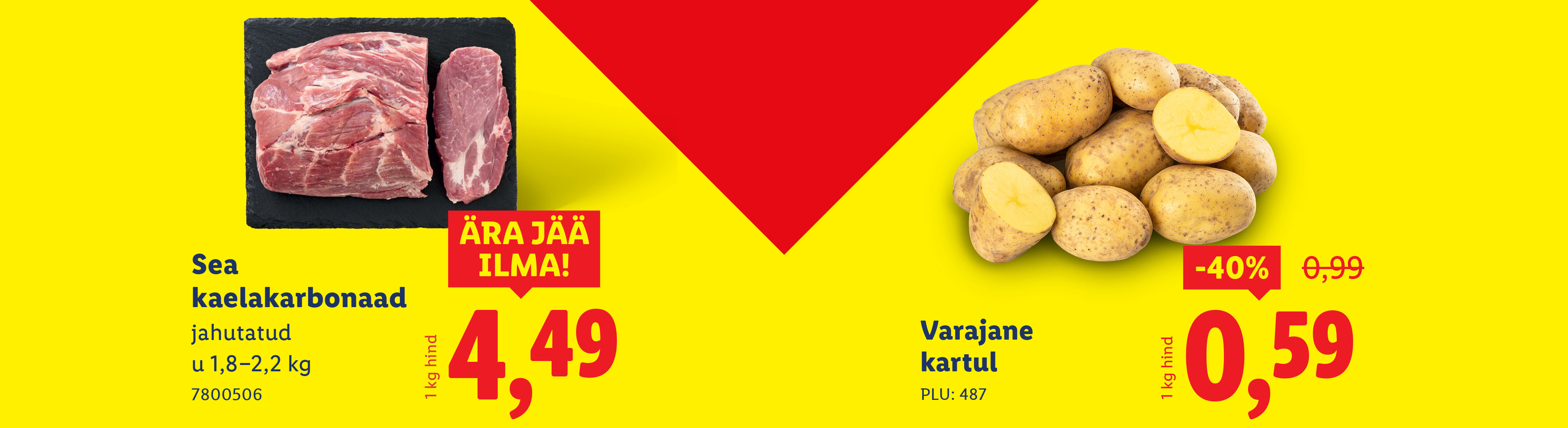 Sea kaela-karbonaad, jahutatud, hind 4,49 €/kg