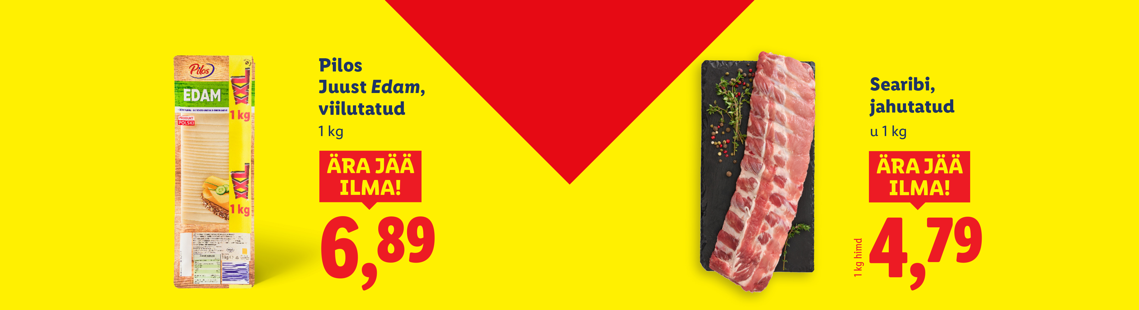 Reklaamplakat seakarbonaadiga ja hinnaga 4,79 eurot kilogrammi eest.