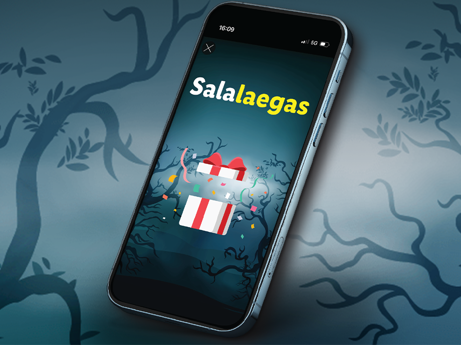 Nutitelefon, mille ekraanil on kingitused ja tekst 'Salalaegas'.