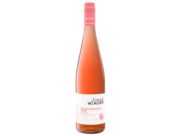 Pudel Junge Winzer Spätburgunder Rosé veini roosa etiketiga.