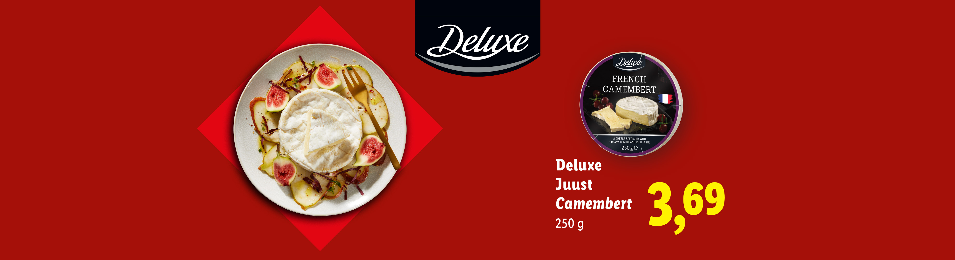 Deluxe Camembert juustu pakkumine koos serveerimissoovitusega.