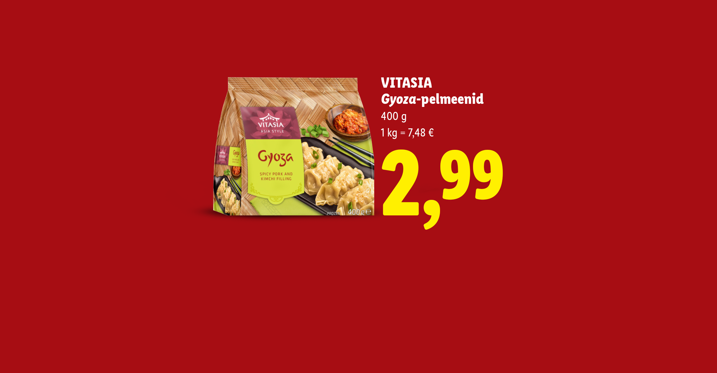 Külmutatud gyoza pelmeenid ja kaks purki Aasia stiilis maitseaineid, tšilli ja ingver.
