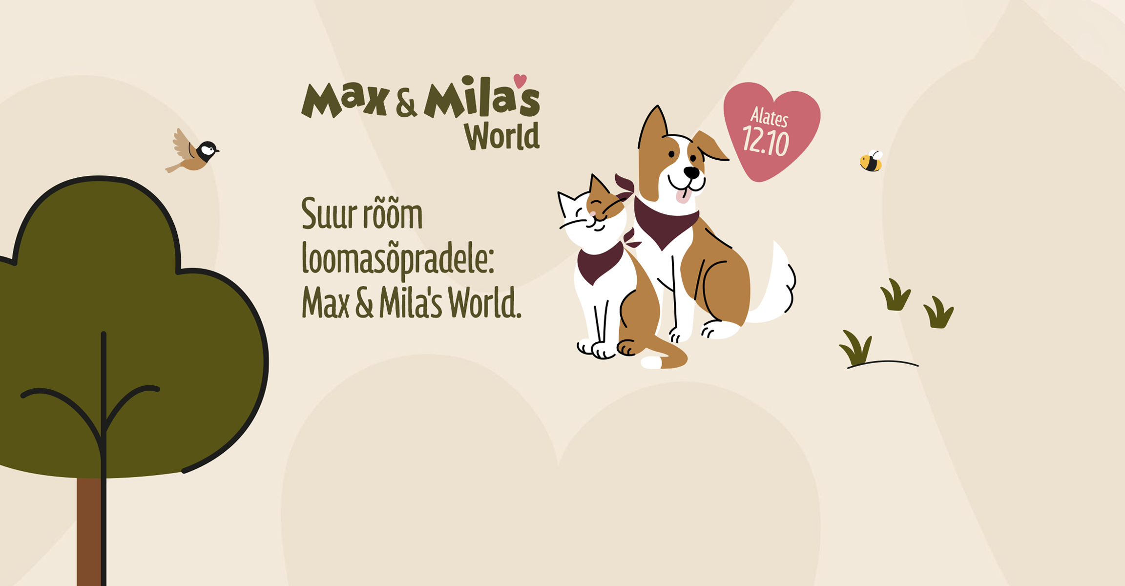 Kass ja koer illustratsioonil, mis kutsub loomasõpru uut sarja avastama alates 12.10.