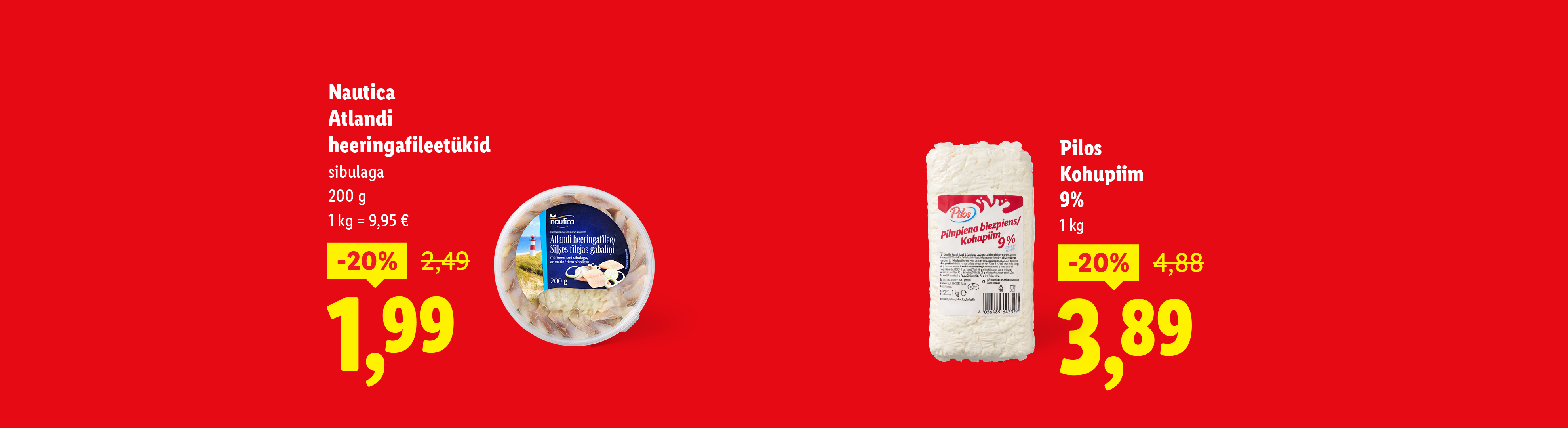Филе сельди Nautica с луком и творог Pilos 9% по сниженной цене.