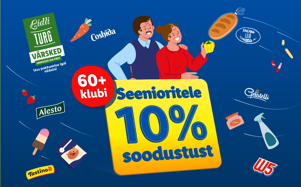 Lidli pensionäride klubi 10% soodustust: Alesto, Tastino, Coshida.