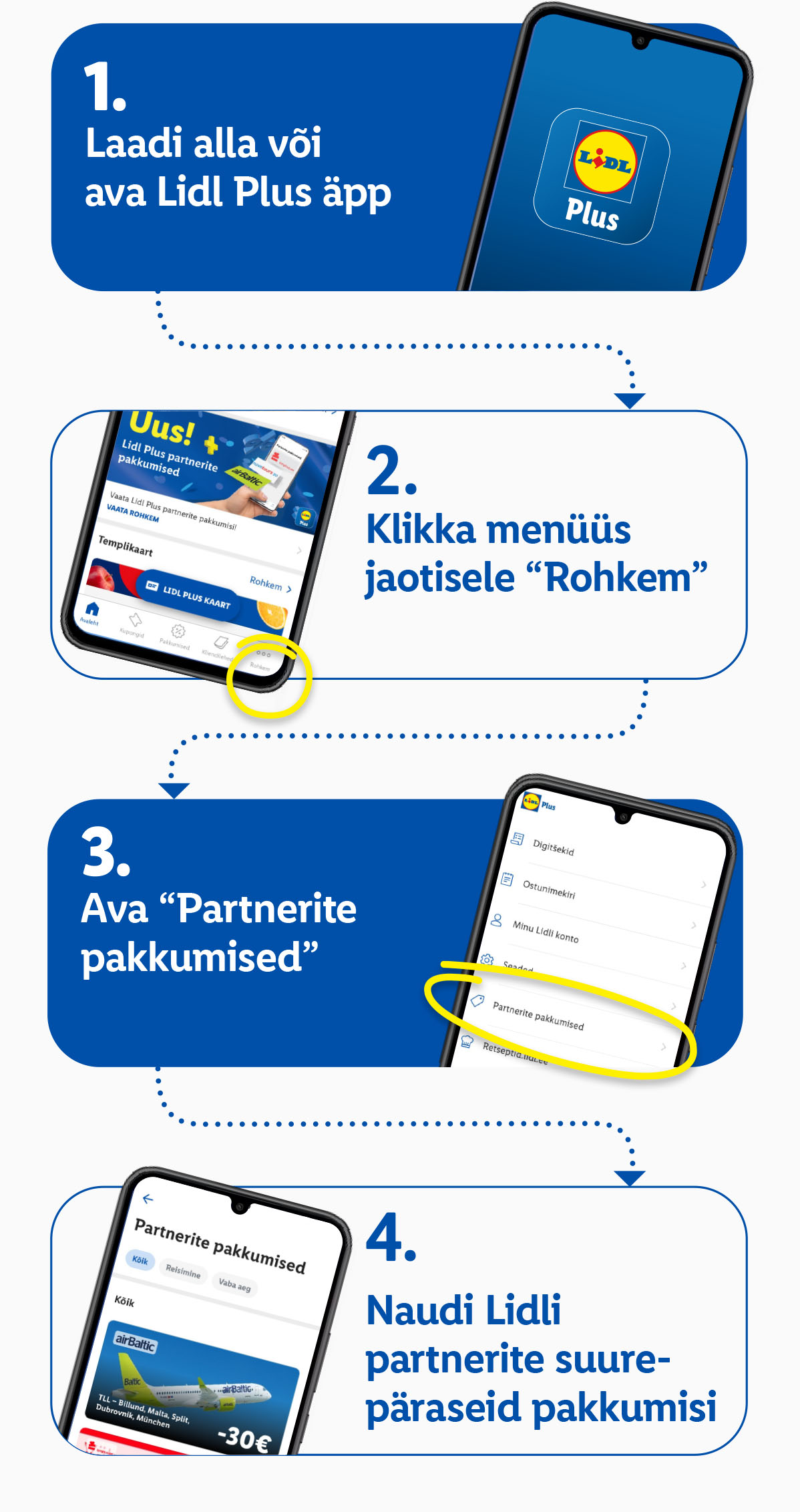 Lidl Plus rakendus: partnerpakkumised, soodushinnaga airBaltic lennud jne.
