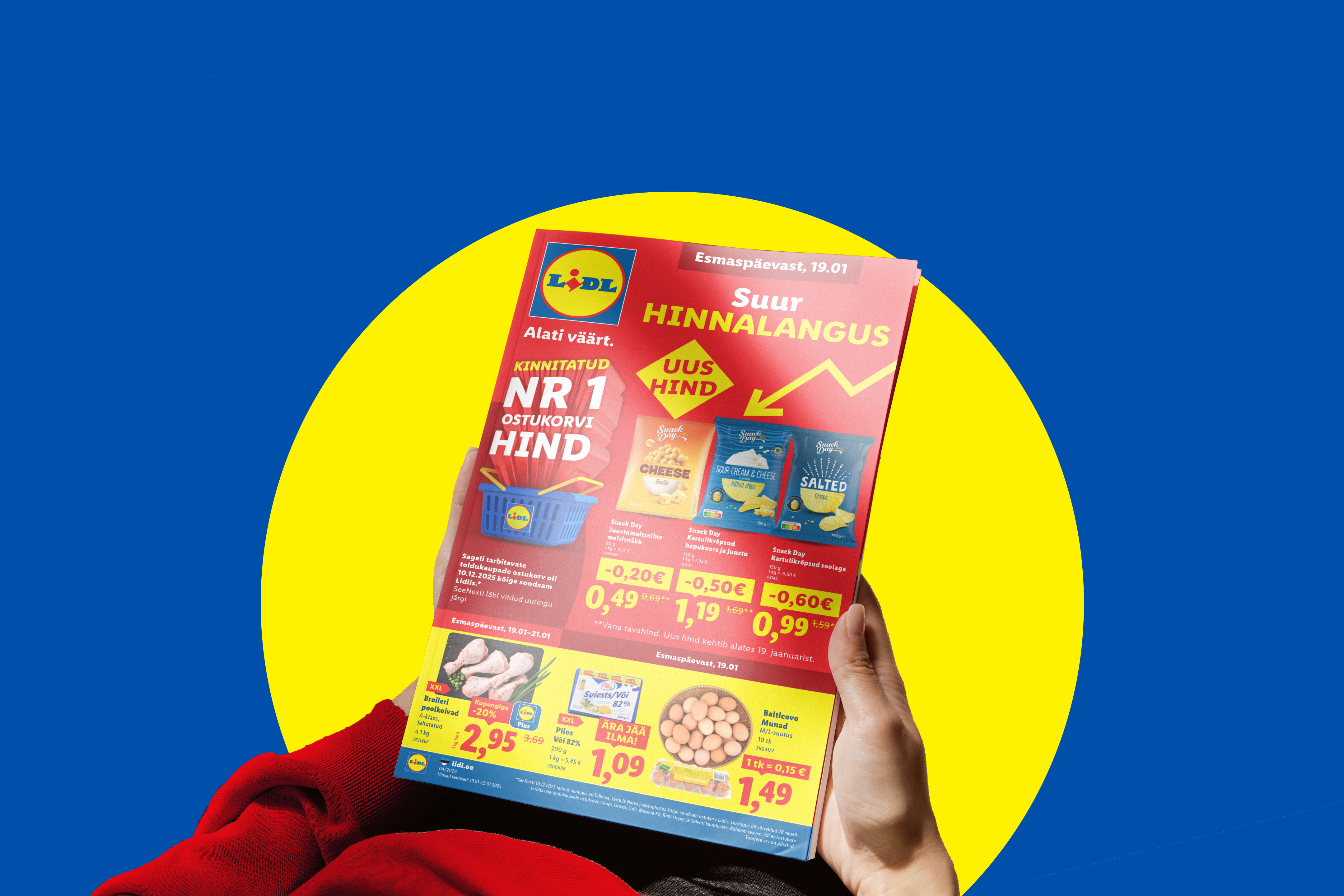 Рекламный буклет Lidl, анонсирующий большое снижение цен и выгодные предложения на продукты.