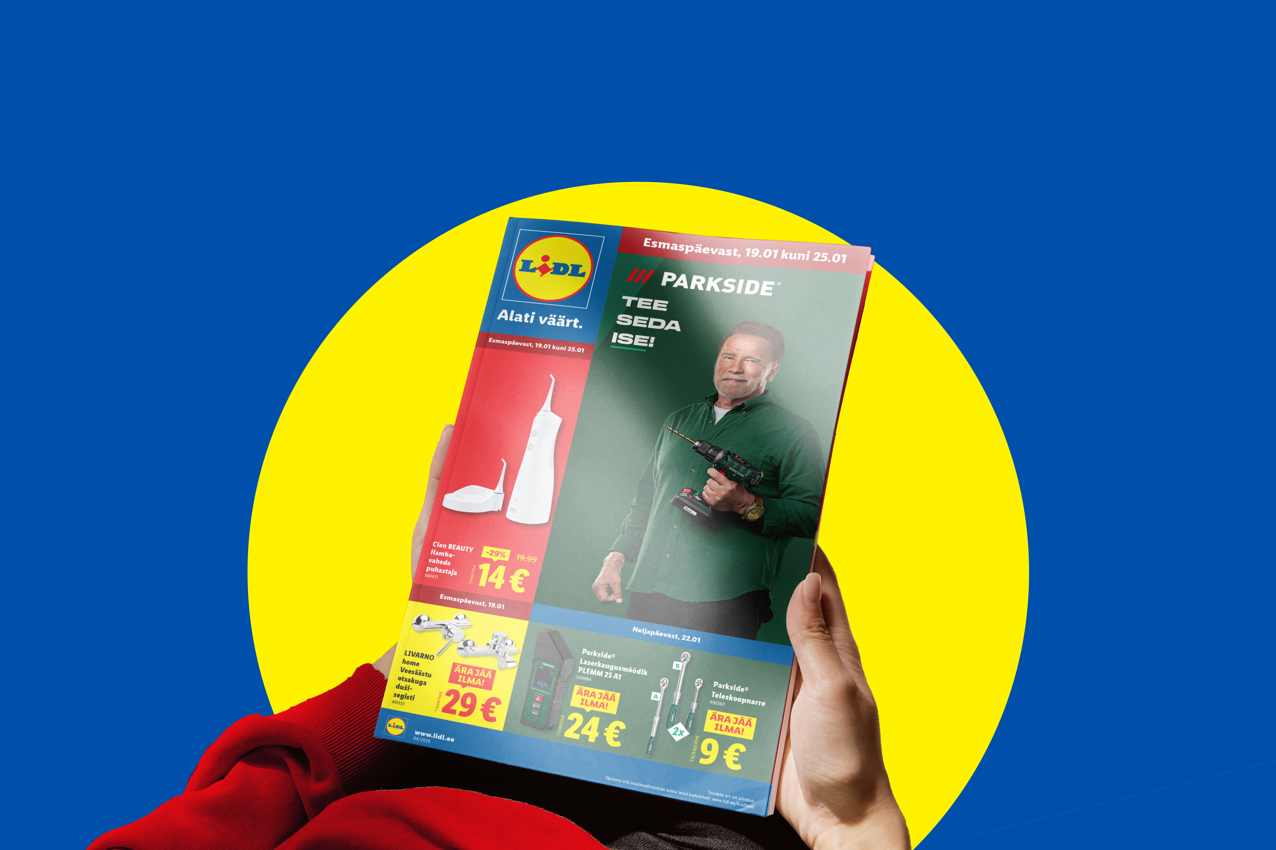 Рекламный буклет Lidl с инструментами Parkside и очистителем межзубных промежутков Cien BEAUTY.