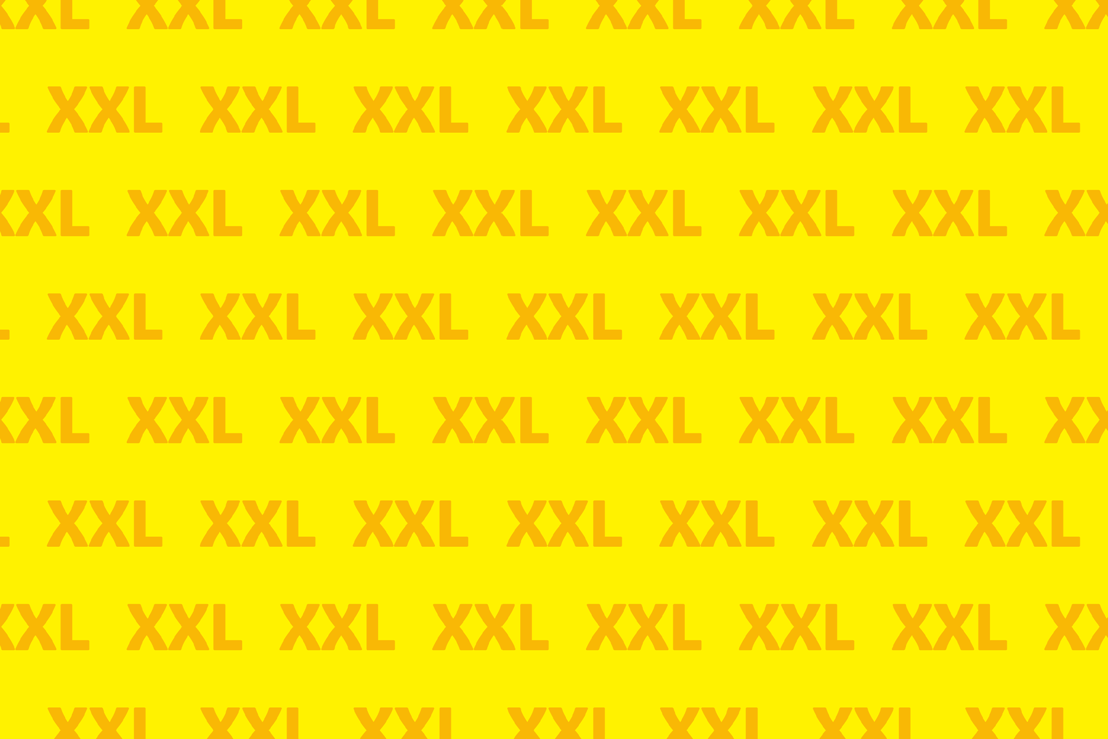 Повторяющийся узор из текста «XXL» на желтом фоне.