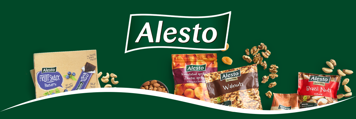 Alesto: puuviljad, pähklid ja kuivatatud aprikoosid.