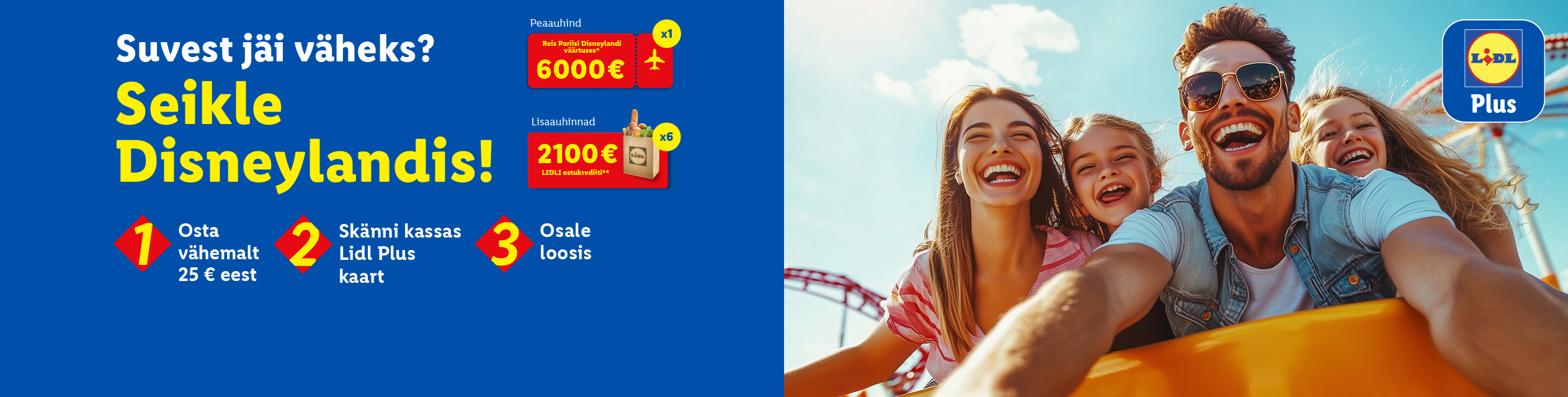 Рекламный баннер Lidl с призывом выиграть поездку в Диснейленд и другие призы.