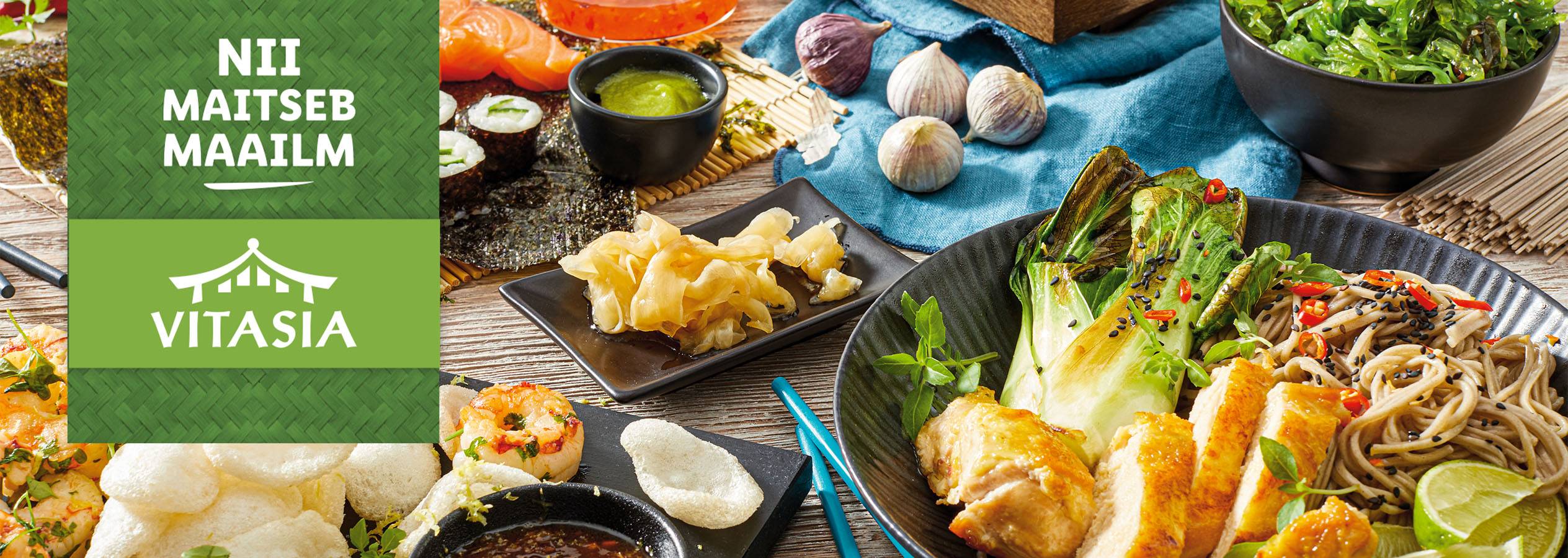 VitAsia tooted: sushi, nuudlid, kana ja eelroad.