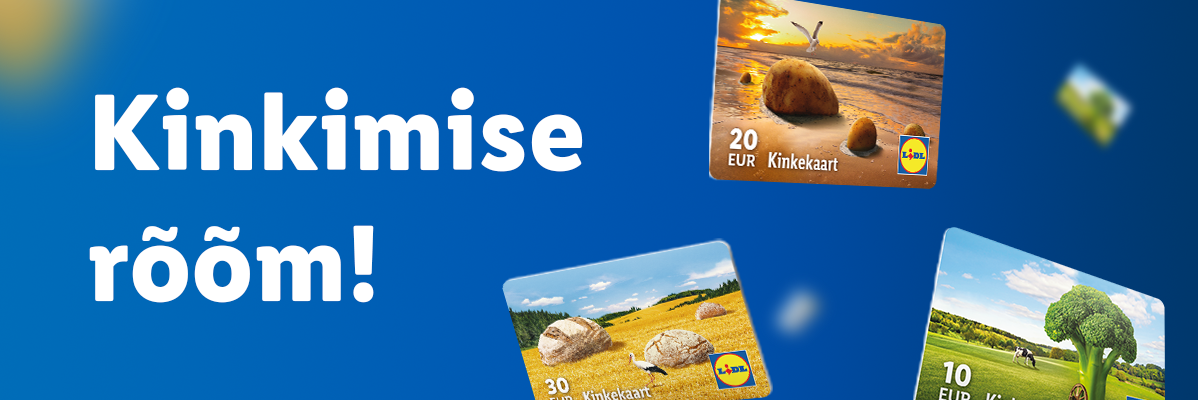 Lidl kingituskaardid: 20€, 30€ ja 10€.