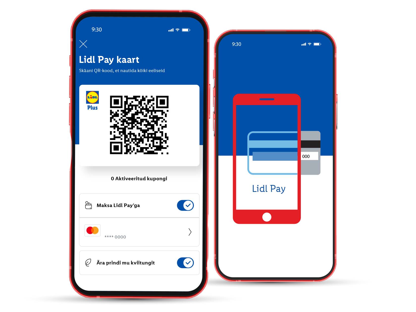 Экраны двух смартфонов, демонстрирующие приложение для мобильных платежей и программы лояльности.