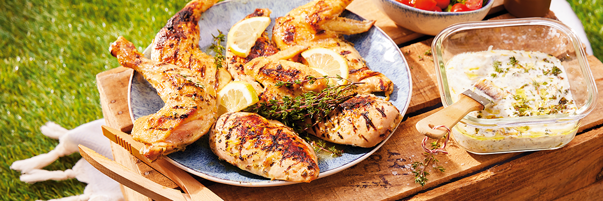 Grillitud kanakoivad, sidrun ja ürdi kaste.