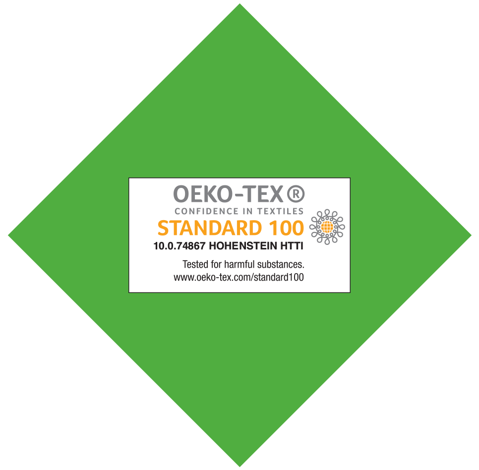 Oeko-Tex Standard 100 sertifikaat kinnitab tekstiili ohutust.