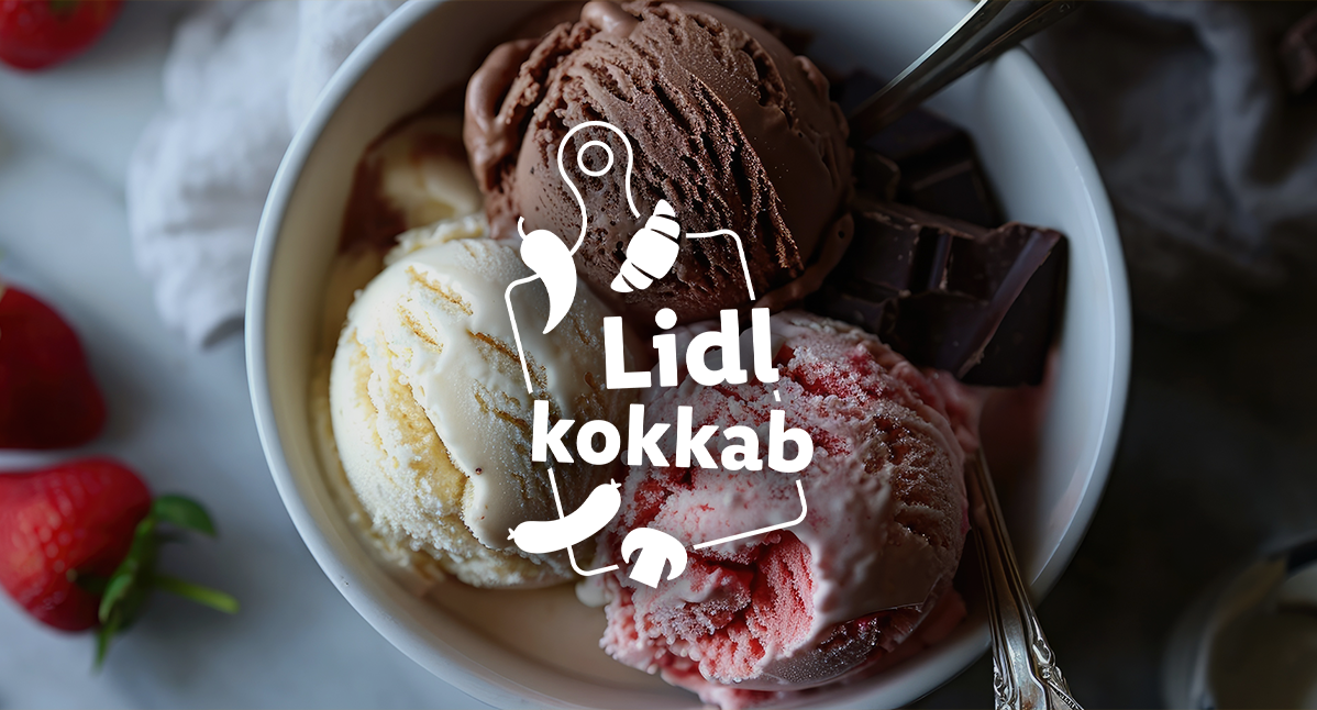 Lidl kokkab: vanilje, šokolaadi ja maasika jäätis ning šokolaad.
